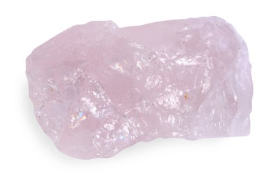 Photo of Beautiful rose quartz isolated on white. Natural gemstone