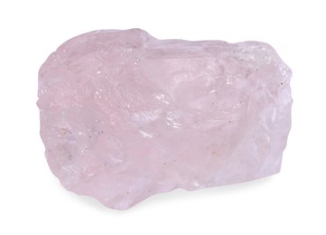 Photo of Beautiful rose quartz isolated on white. Natural gemstone