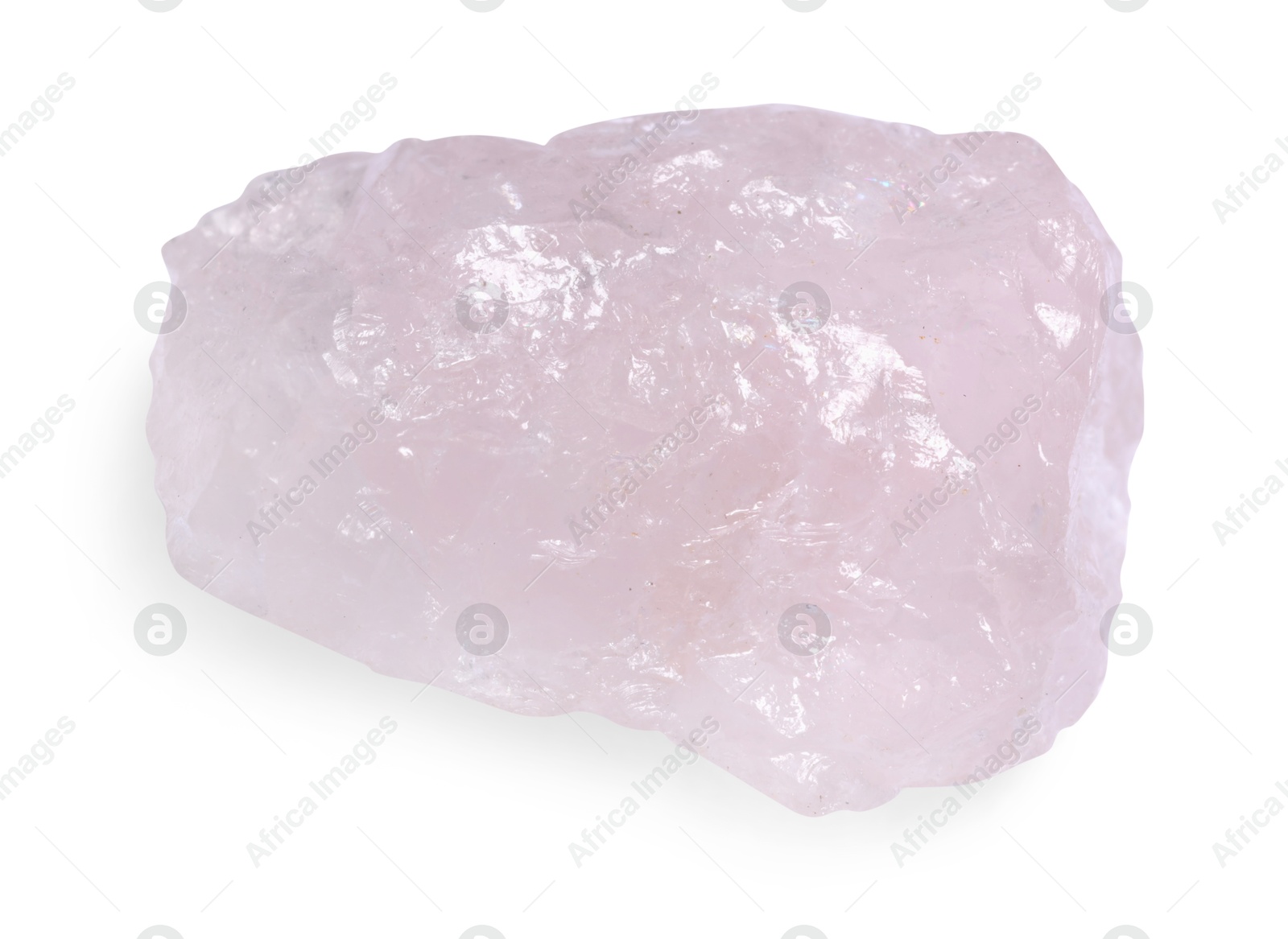 Photo of Beautiful rose quartz isolated on white. Natural gemstone