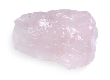 Photo of Beautiful rose quartz isolated on white. Natural gemstone