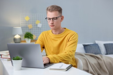 Photo of Student preparing for exam at table indoors