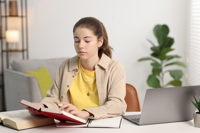 Photo of Student preparing for exam at table indoors