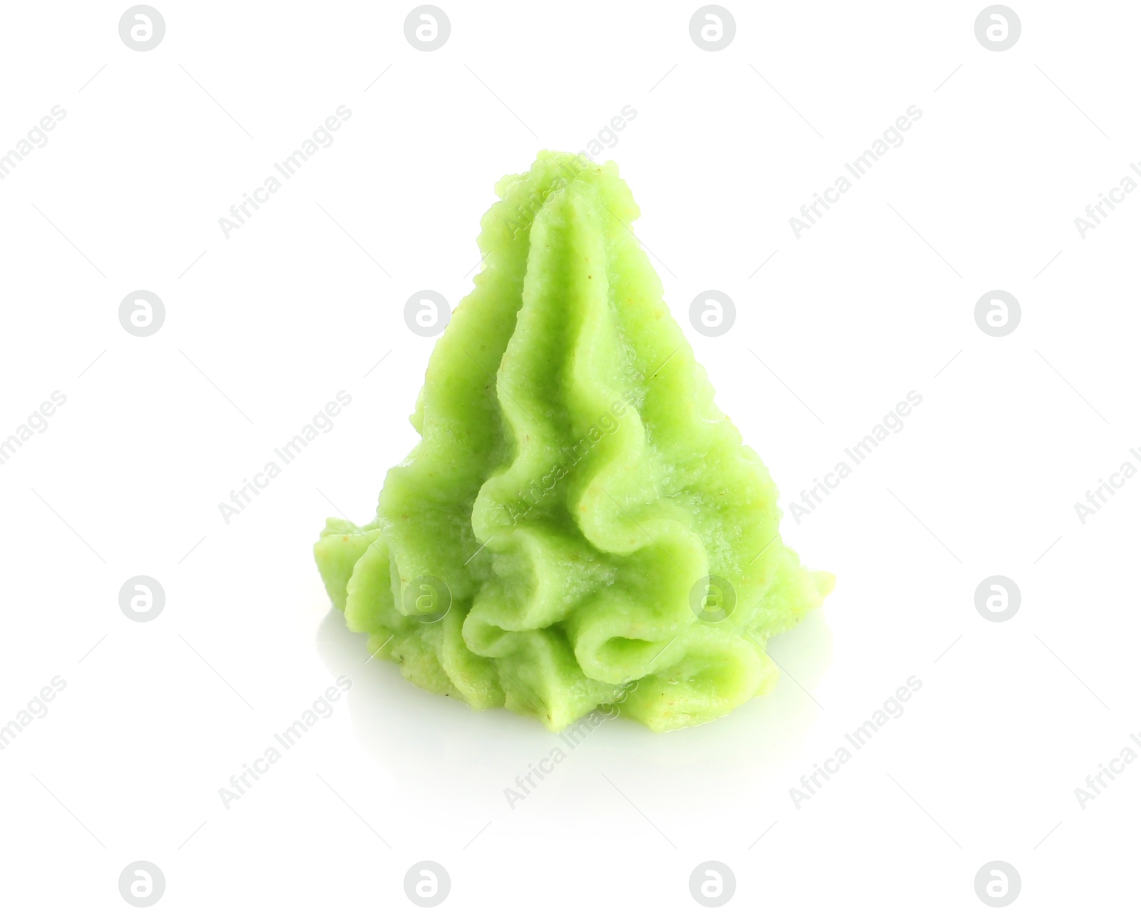 Photo of Wasabi paste isolated on white. Spicy condiment