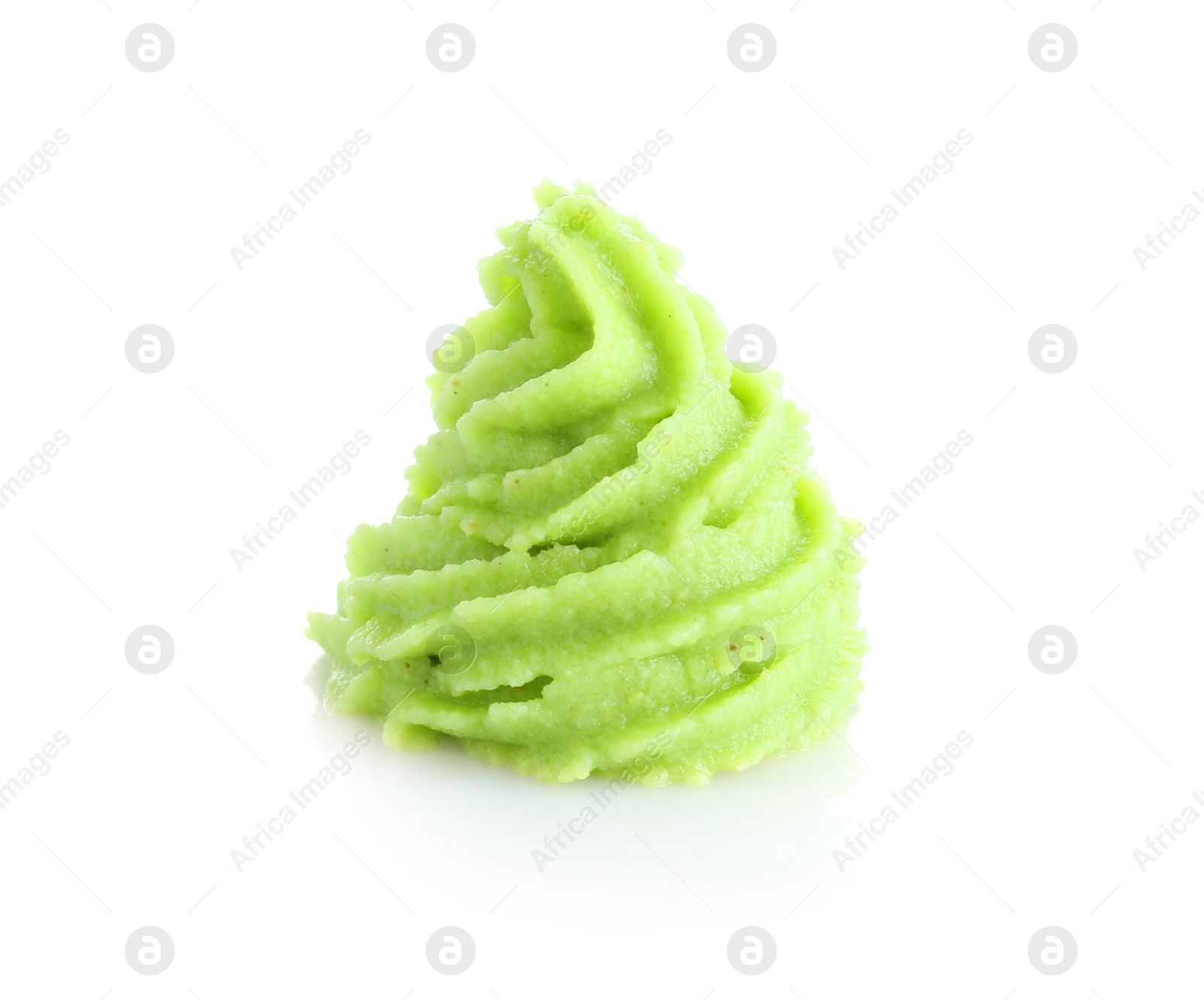 Photo of Wasabi paste isolated on white. Spicy condiment