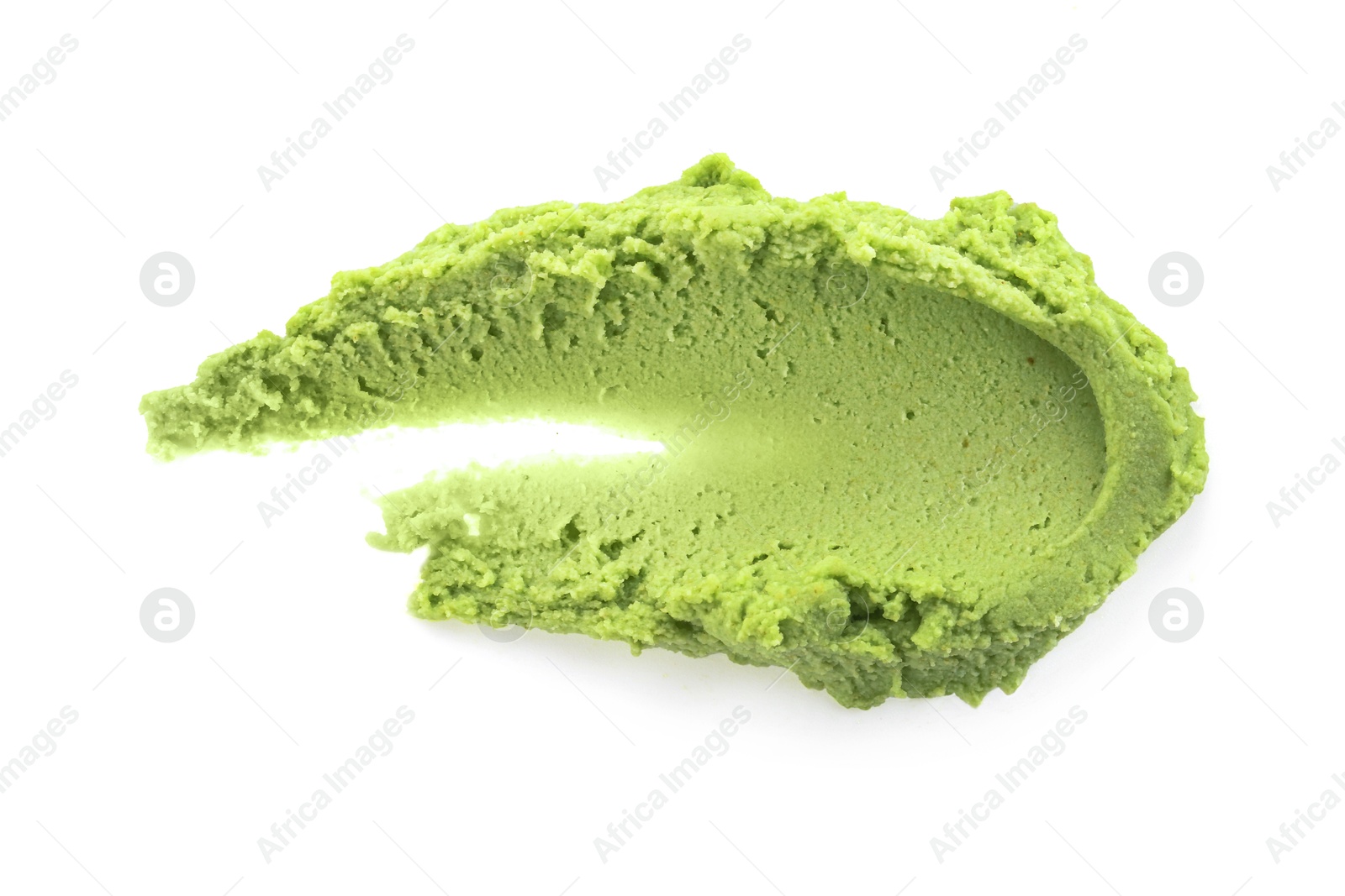 Photo of Hot wasabi paste isolated on white, top view