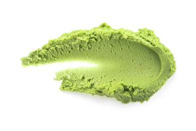 Photo of Hot wasabi paste isolated on white, top view