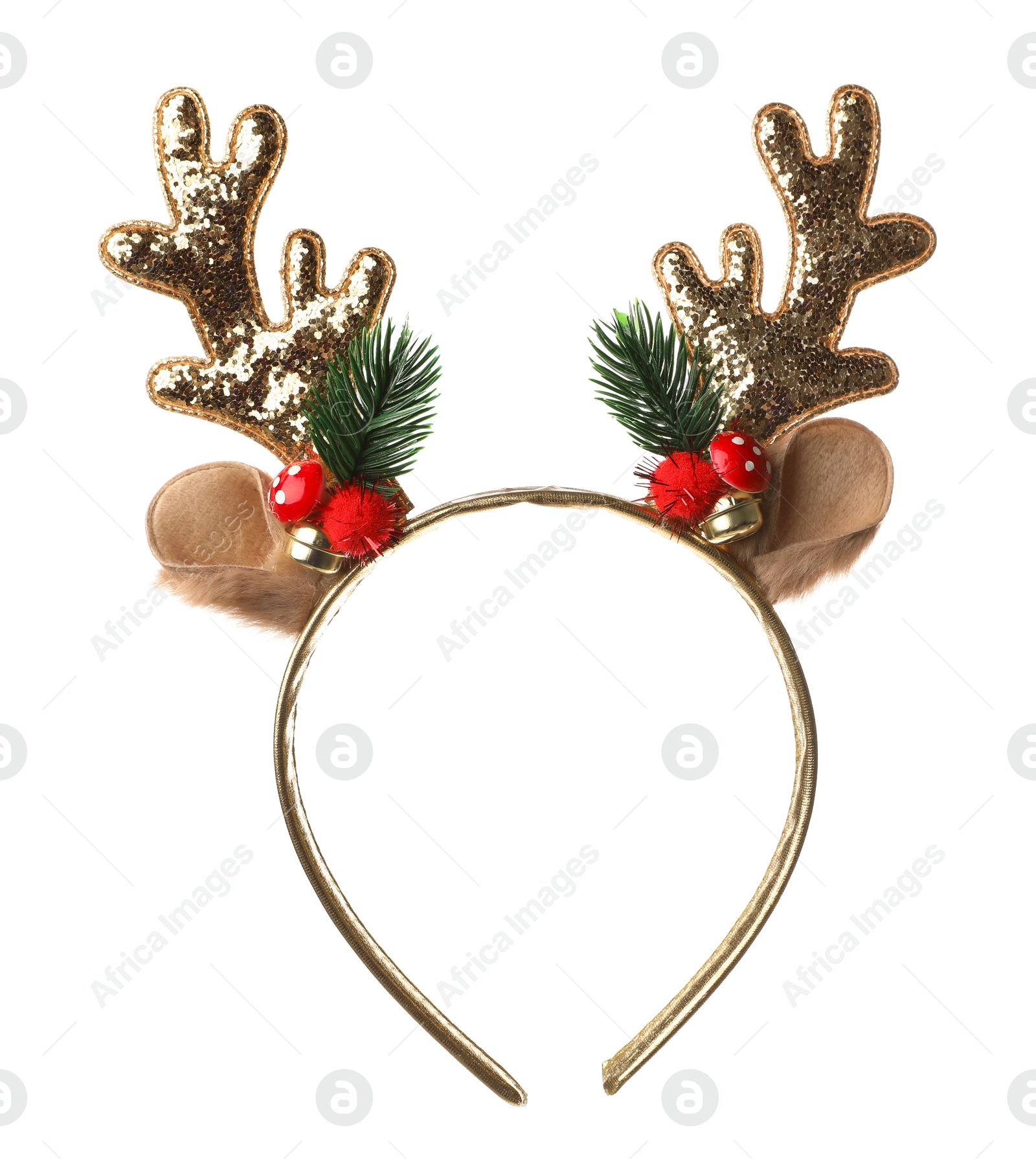 Photo of Reindeer headband isolated on white. Christmas costume accessory