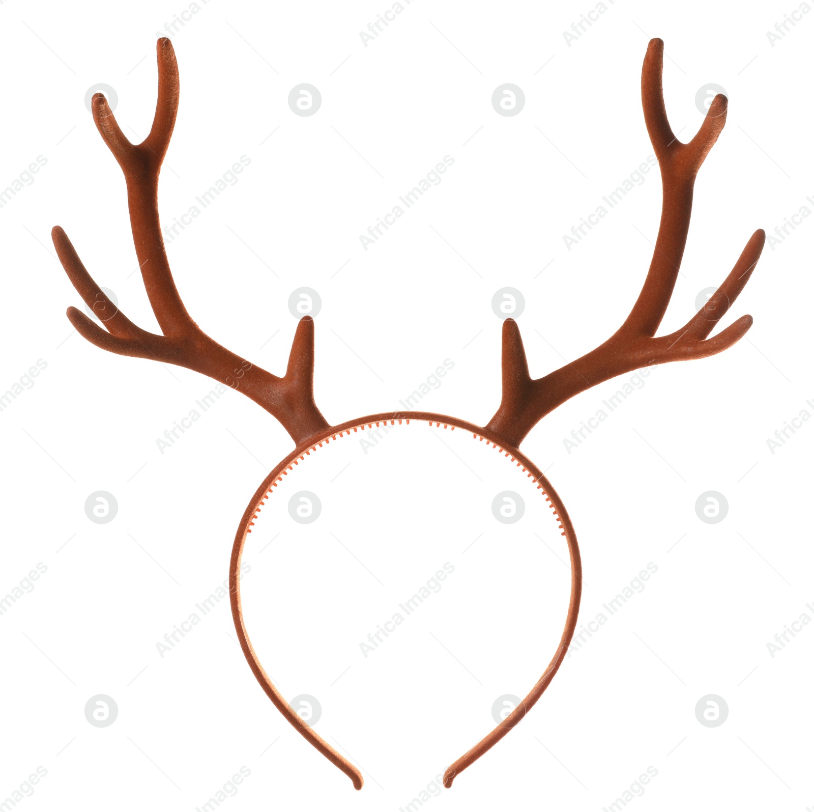 Photo of Reindeer headband isolated on white. Christmas costume accessory