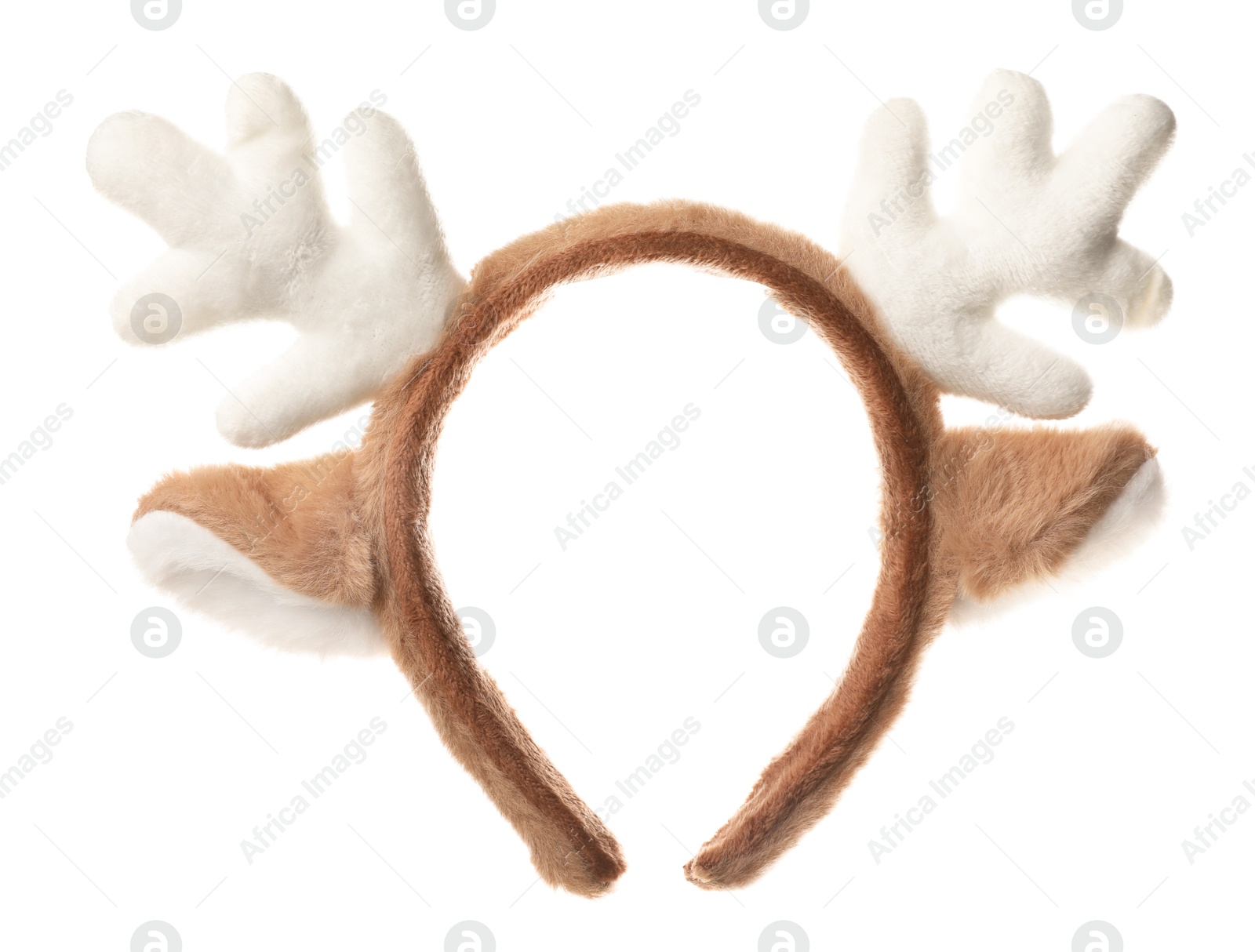 Photo of Reindeer headband isolated on white. Christmas costume accessory