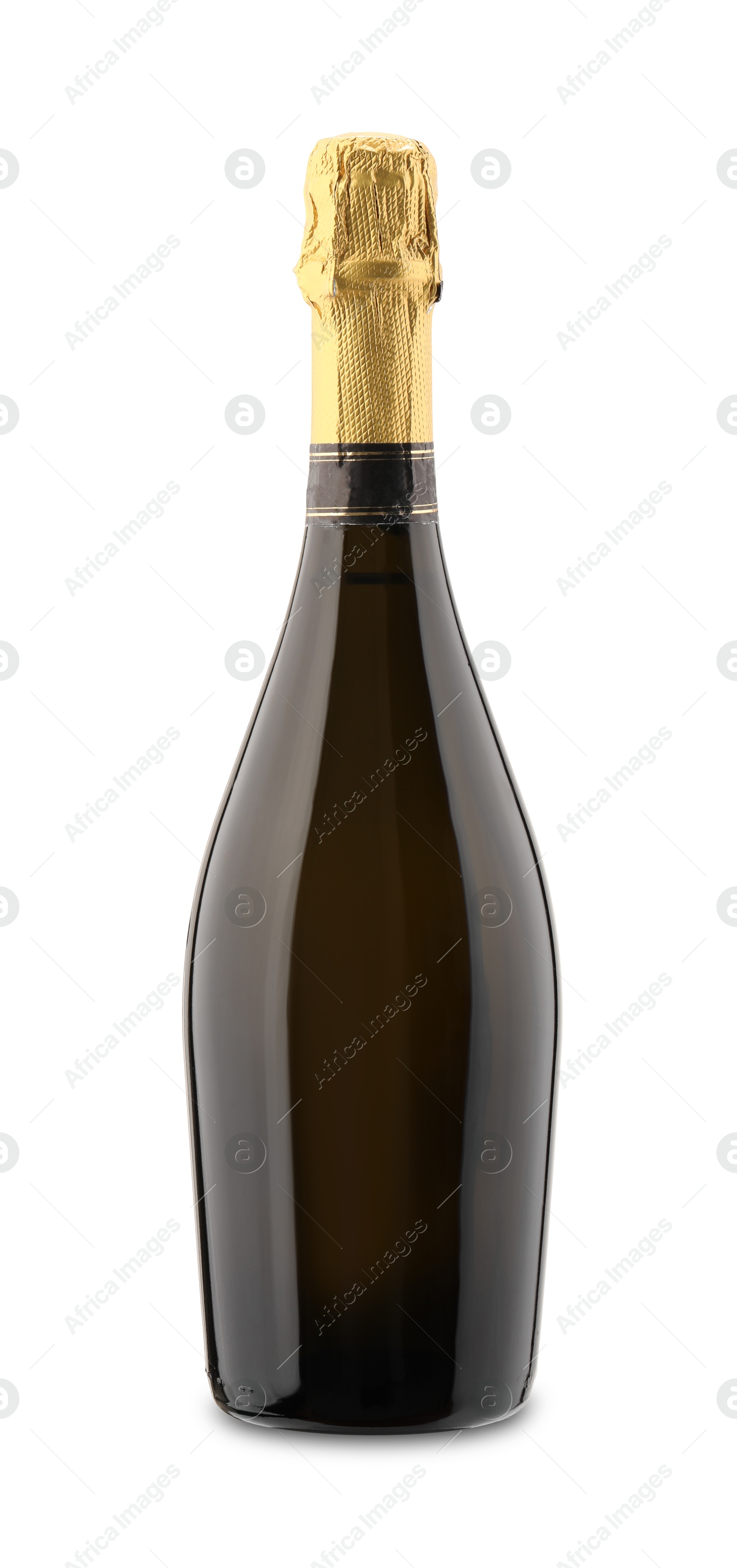 Photo of One bottle of champagne isolated on white