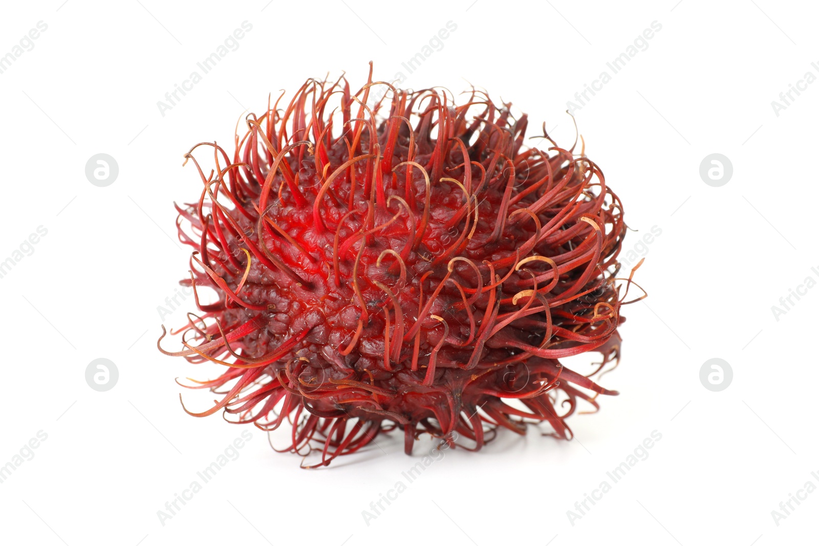 Photo of Delicious ripe rambutan isolated on white. Exotic fruit