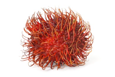 Delicious ripe rambutan isolated on white. Exotic fruit