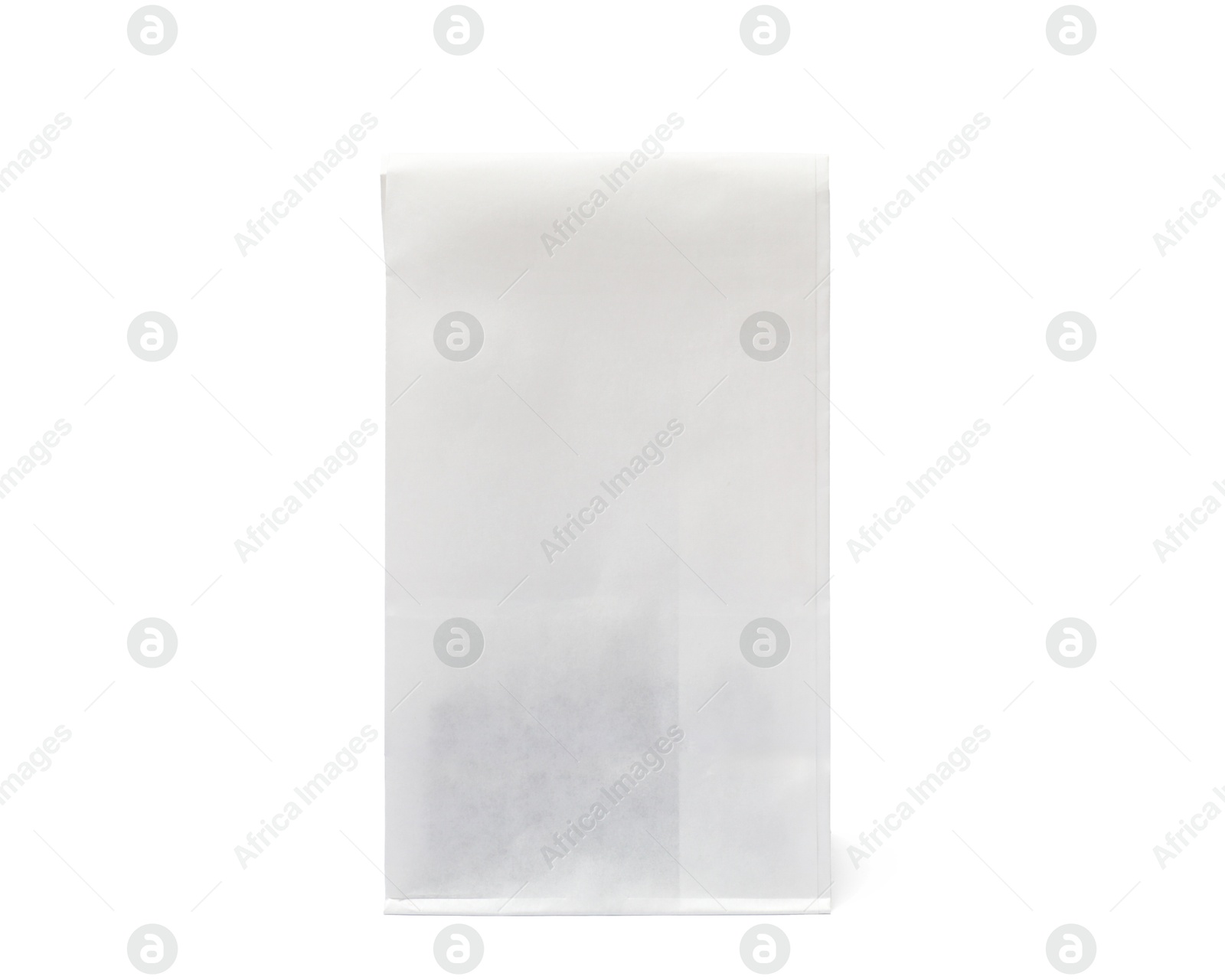 Photo of One closed paper bag isolated on white