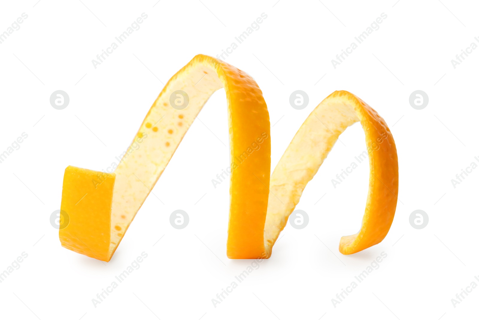 Photo of One fresh orange peel isolated on white