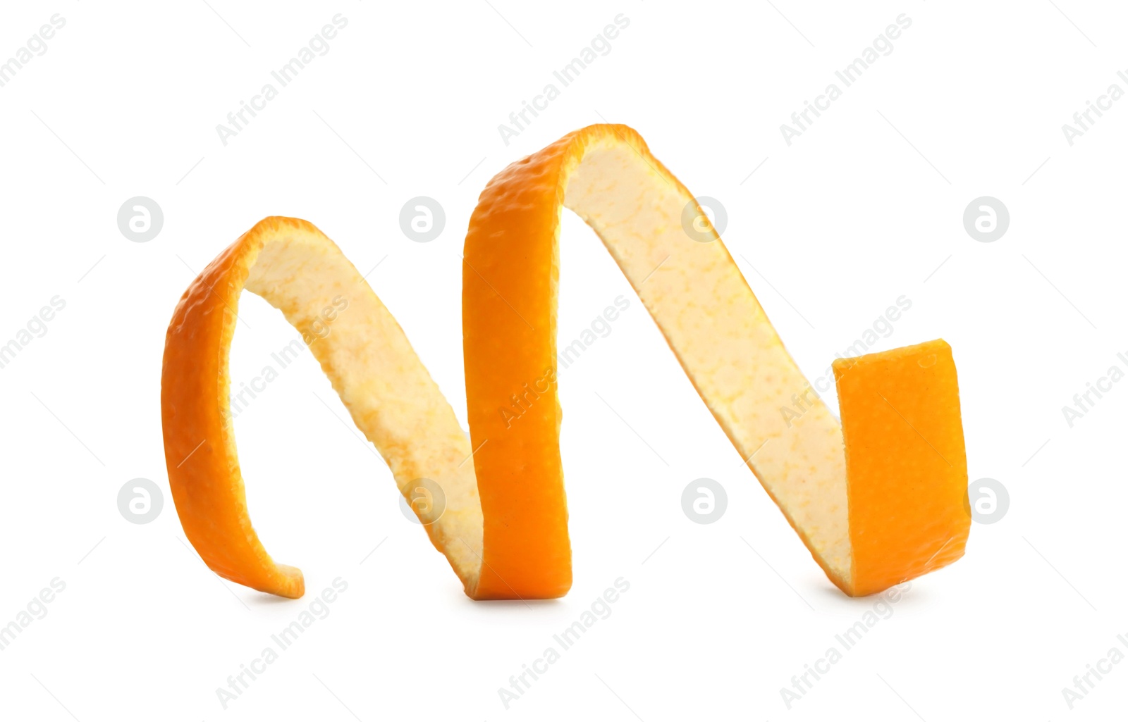 Photo of One fresh orange peel isolated on white