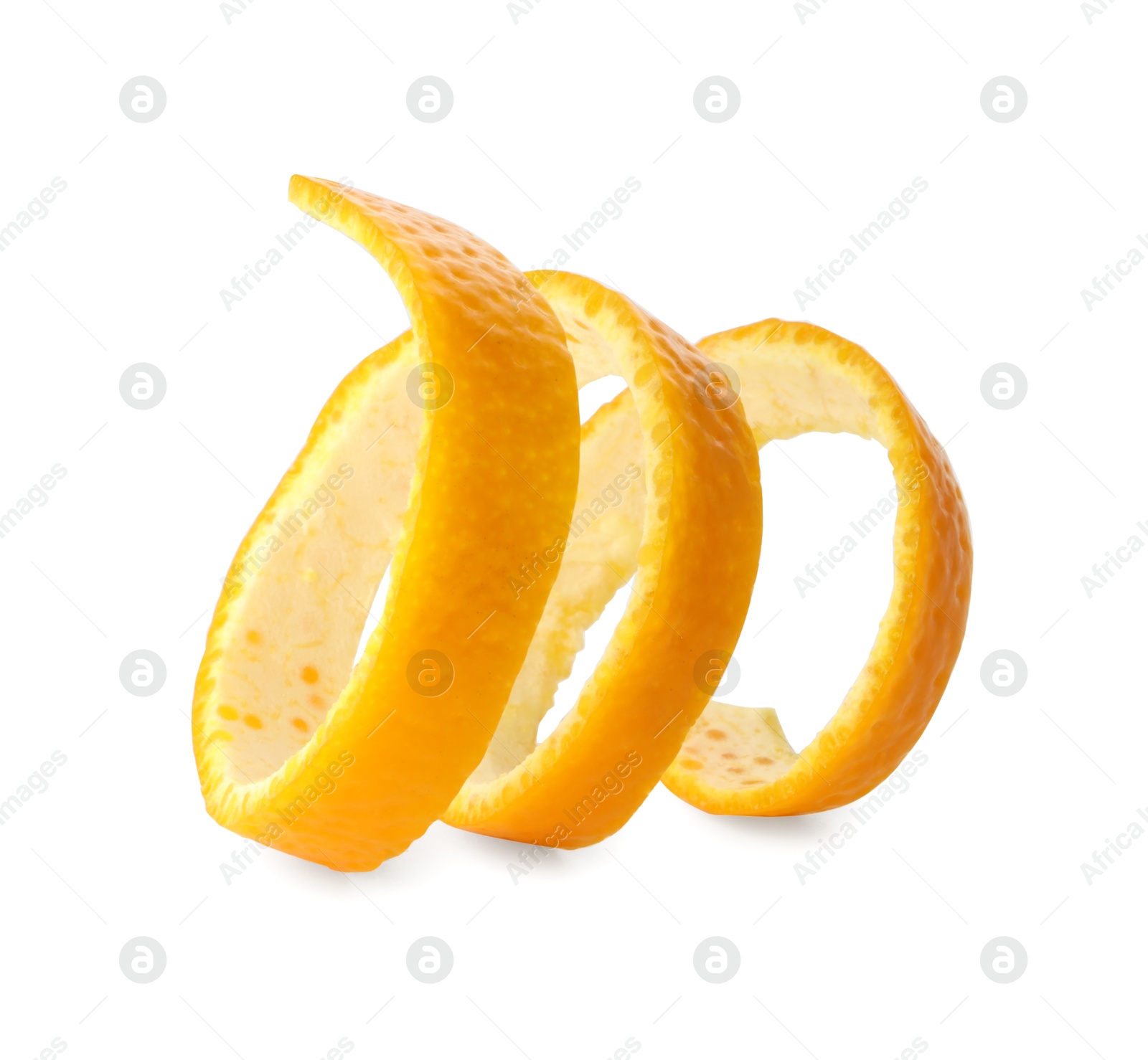 Photo of One fresh orange peel isolated on white