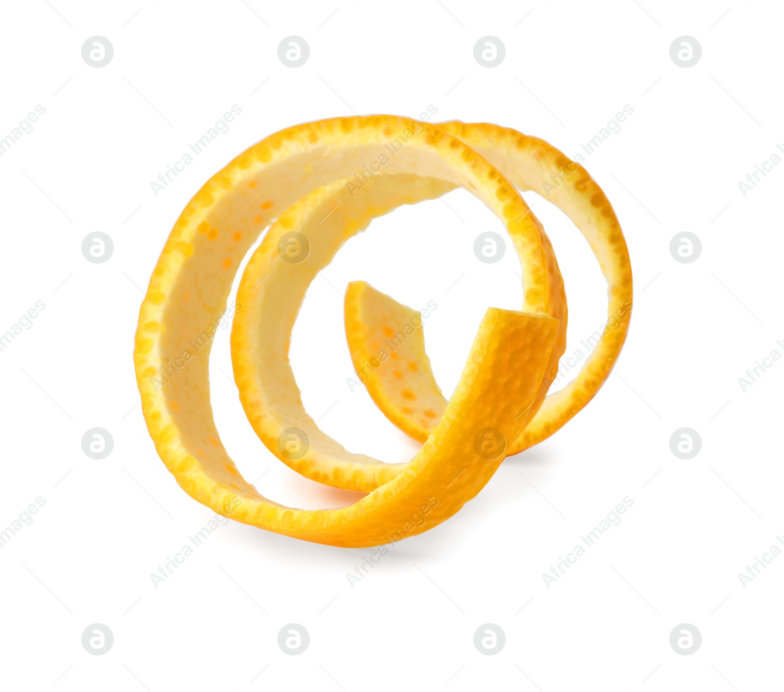 Photo of One fresh orange peel isolated on white