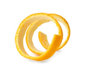 Photo of One fresh orange peel isolated on white