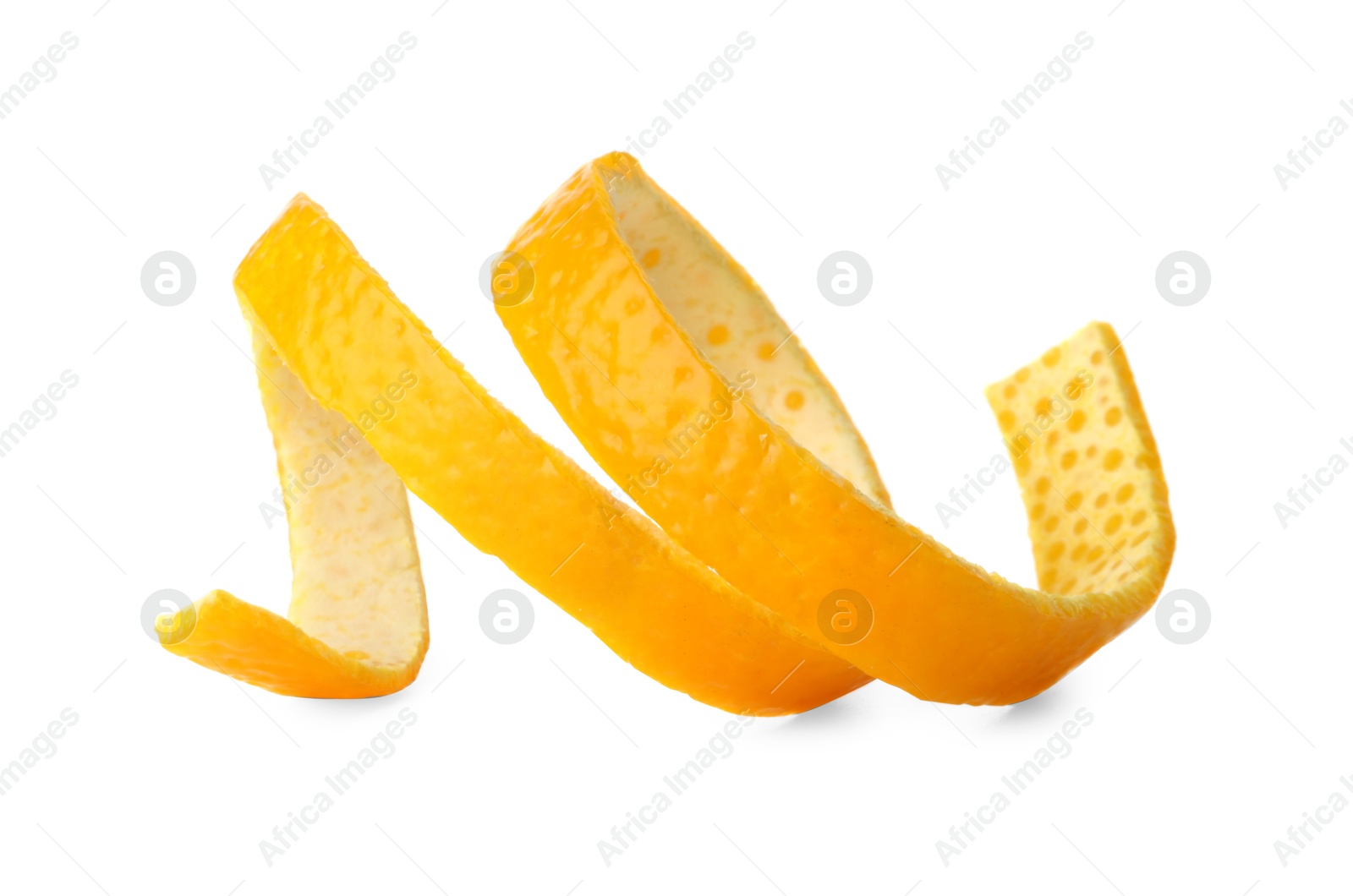 Photo of One fresh orange peel isolated on white