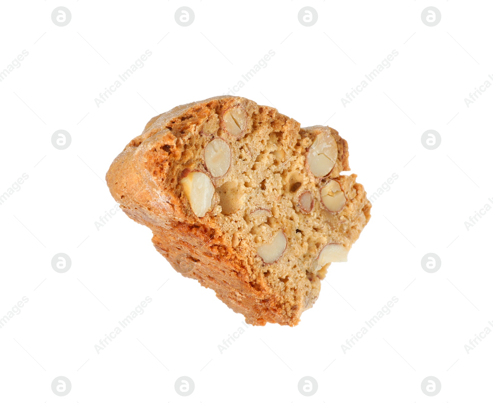 Photo of Piece of traditional Italian almond biscuit (Cantucci) isolated on white