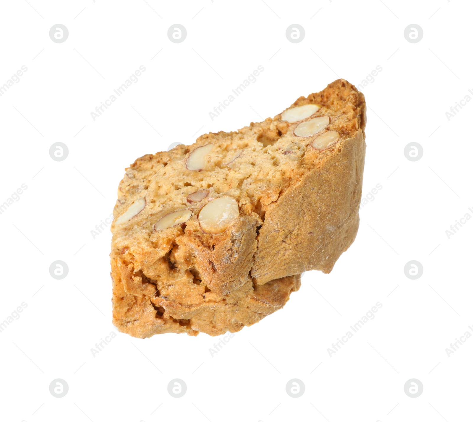 Photo of Piece of traditional Italian almond biscuit (Cantucci) isolated on white