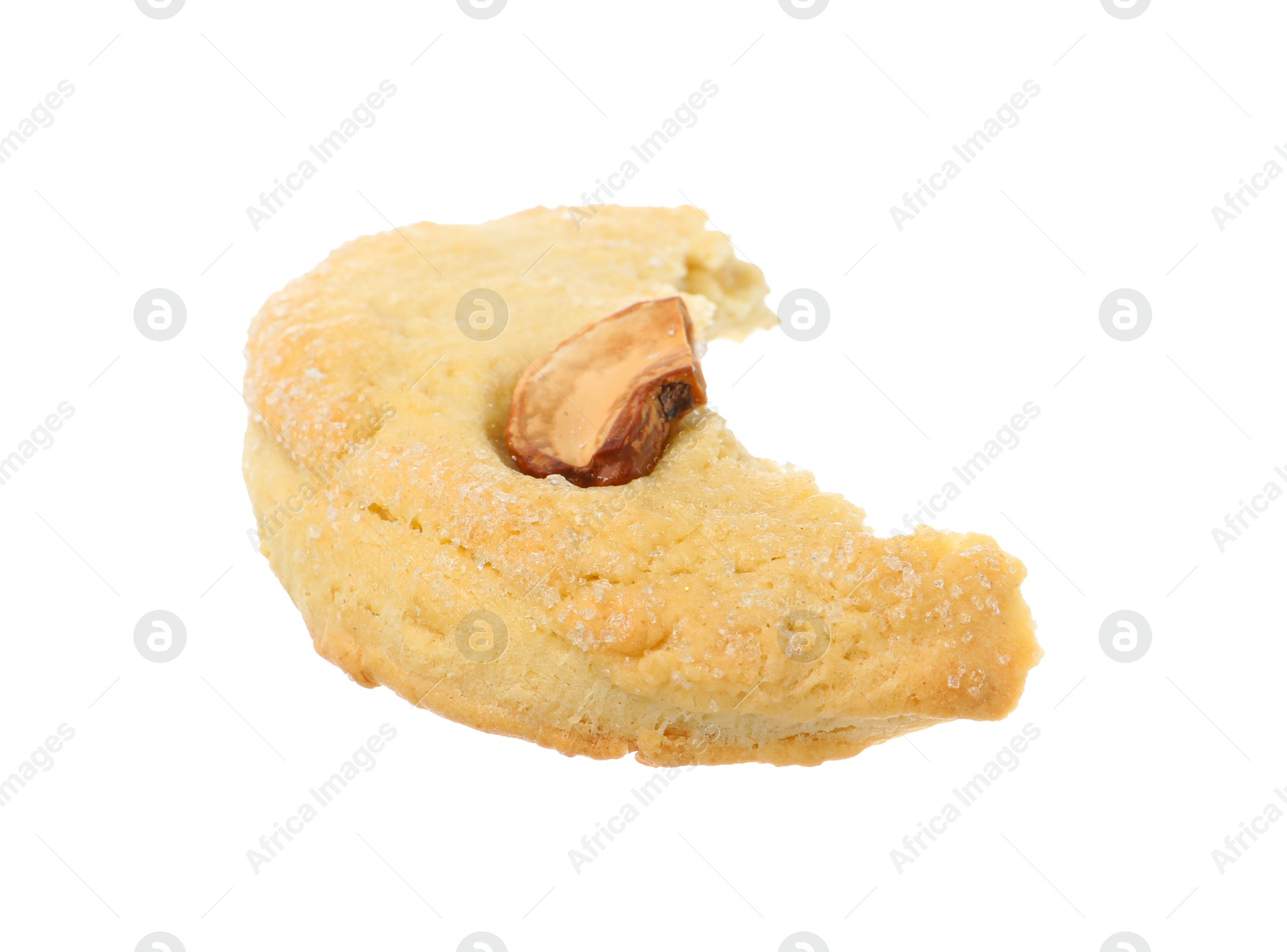 Photo of Piece of cashew cookie isolated on white