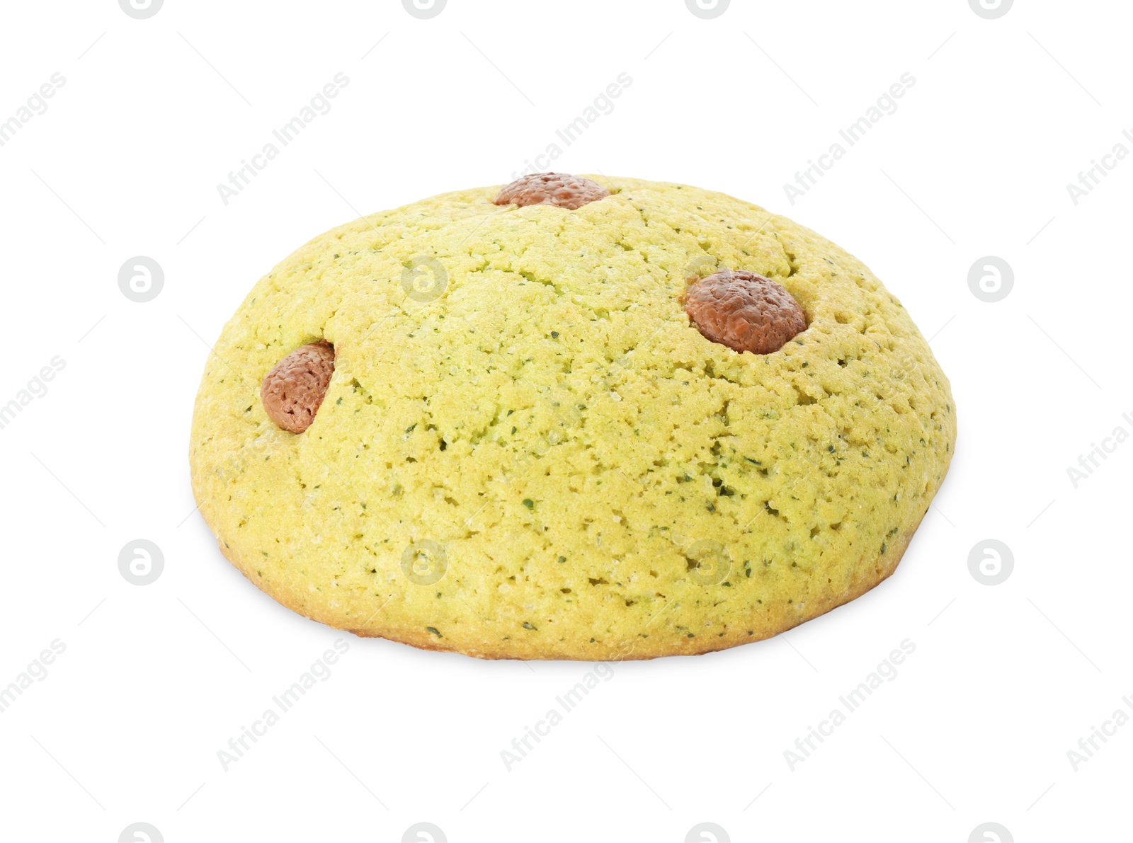 Photo of One mint chocolate chip cookie isolated on white