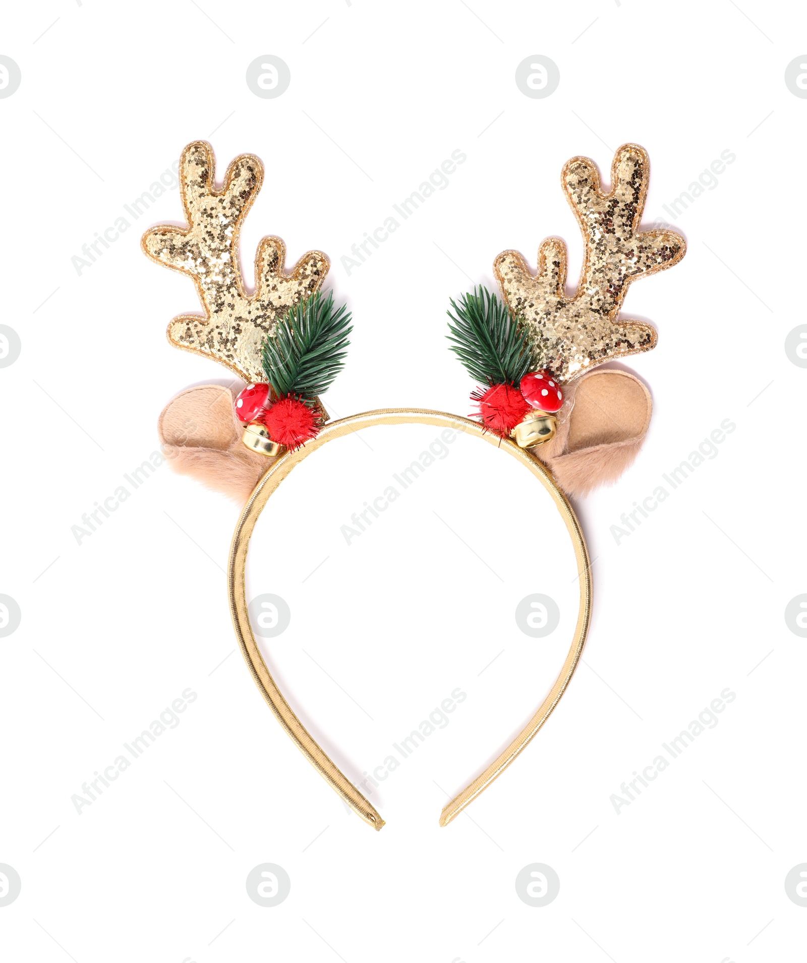 Photo of Reindeer headband isolated on white. Christmas costume accessory