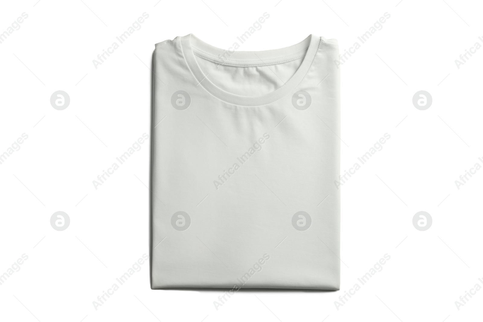 Image of White t-shirt on white background, top view. Mockup for design