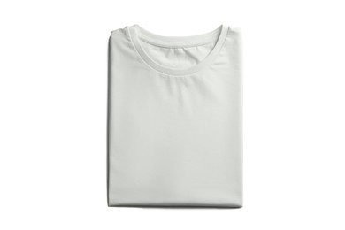 Image of White t-shirt on white background, top view. Mockup for design