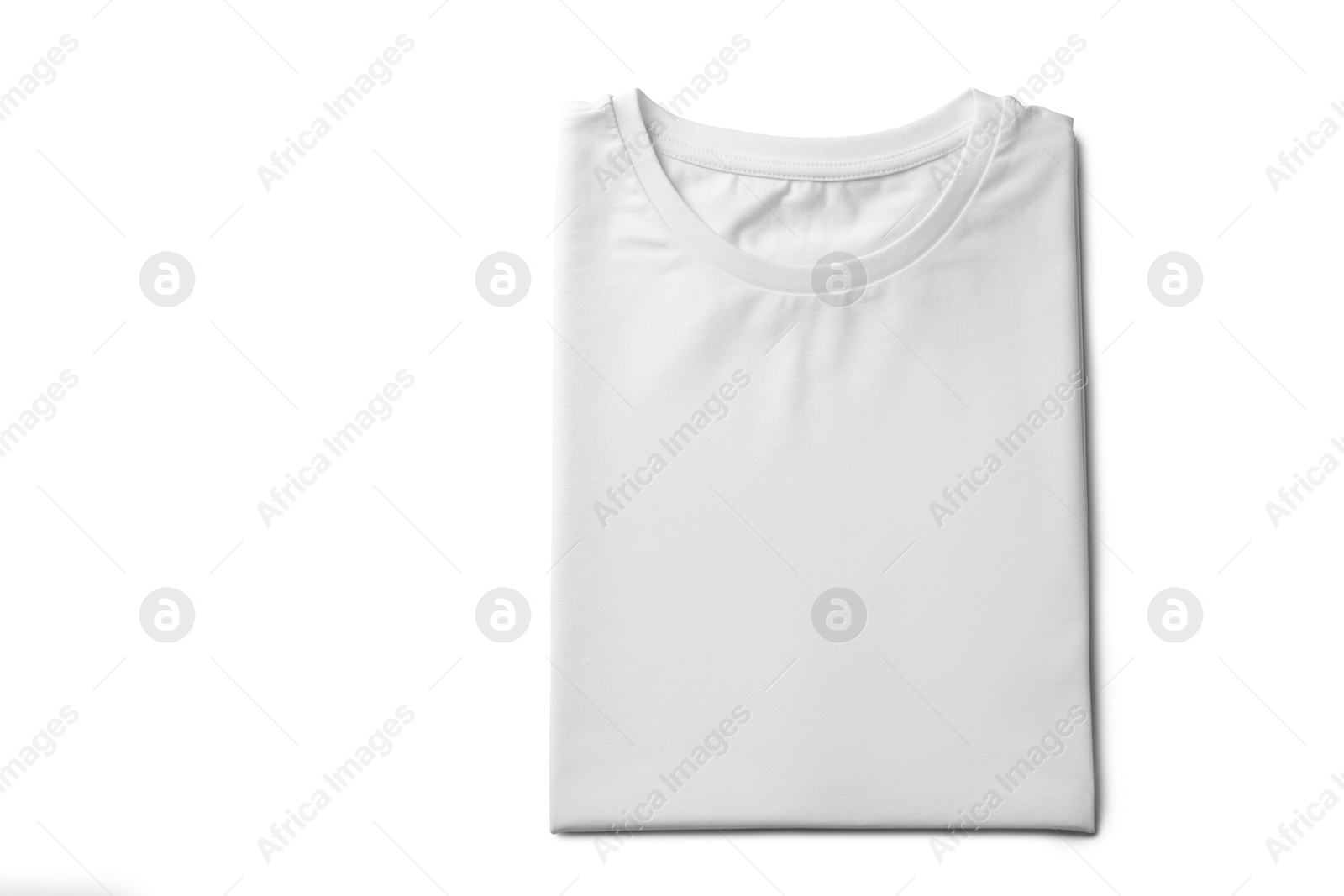 Image of White t-shirt on white background, top view. Mockup for design