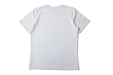 Image of White t-shirt on white background, top view. Mockup for design