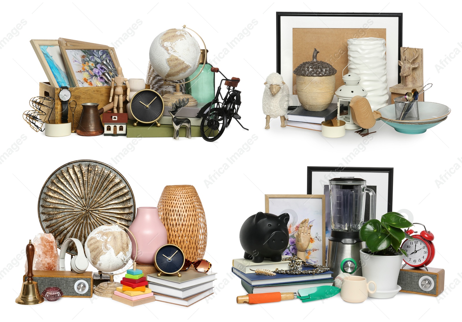 Image of Garage sale. Different stuff isolated on white, set