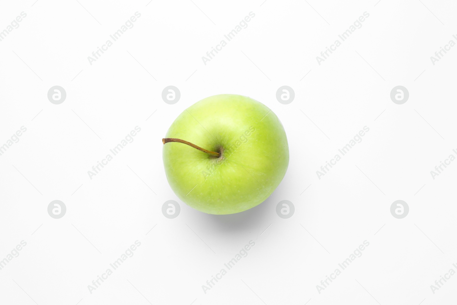 Photo of Fresh green apple on white background, top view