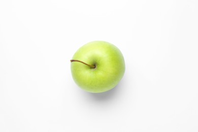 Photo of Fresh green apple on white background, top view