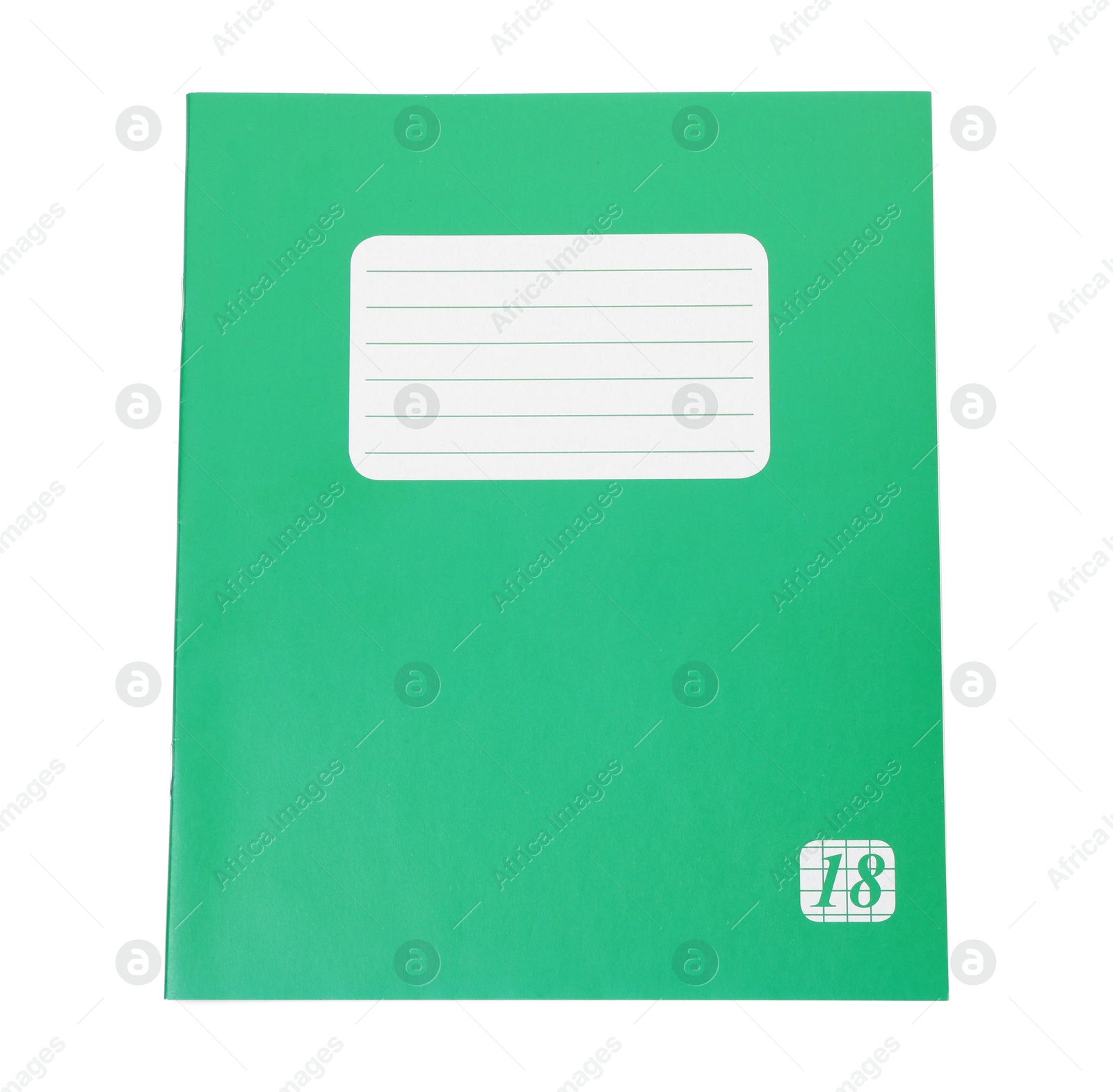 Photo of One copybook isolated on white, top view. School stationery