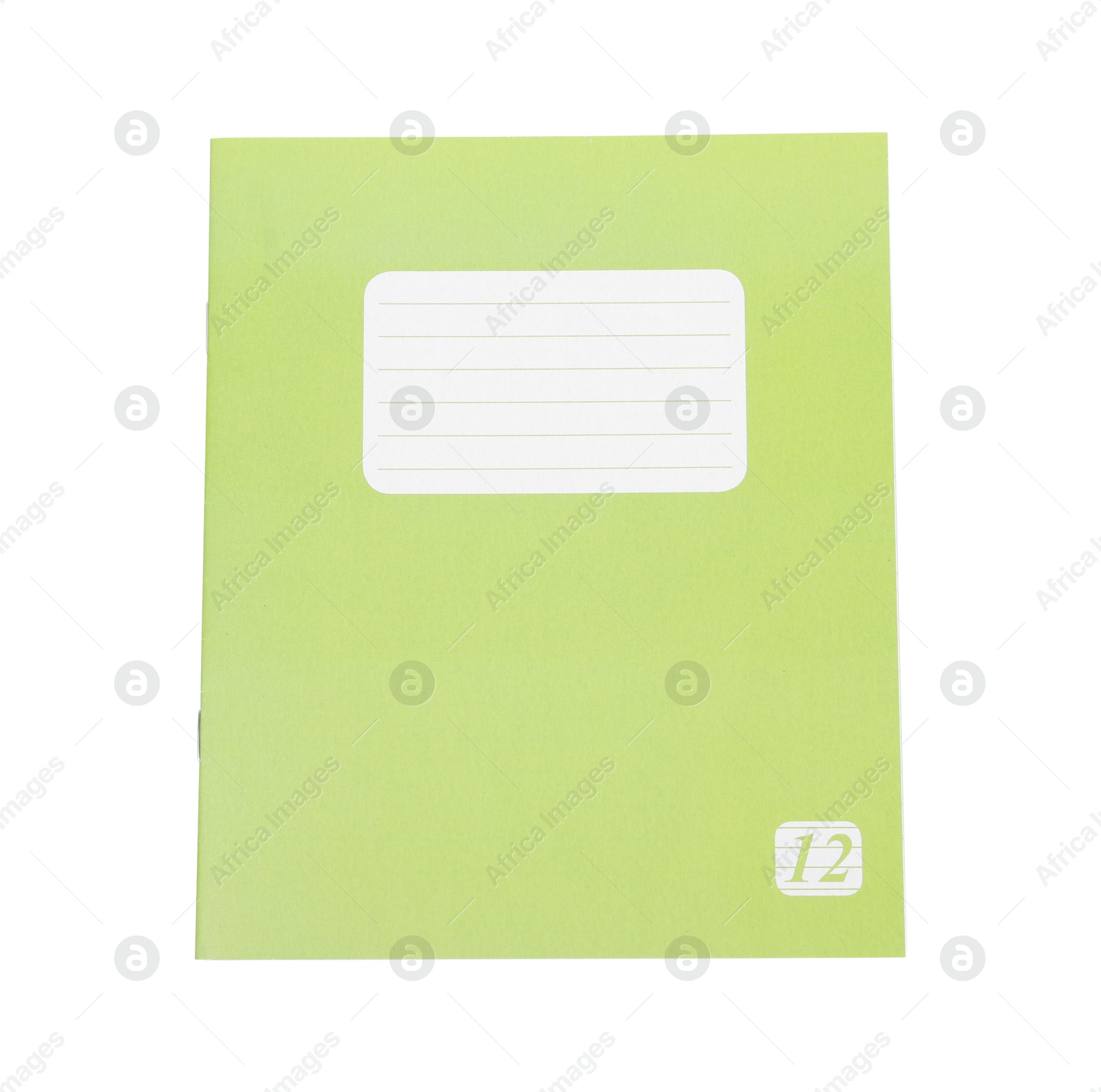 Photo of One copybook isolated on white, top view. School stationery