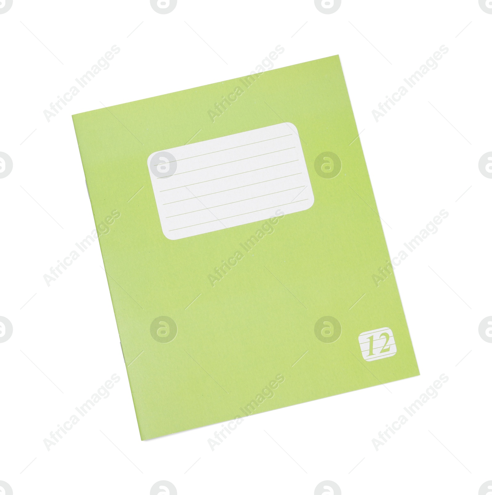 Photo of One copybook isolated on white, top view. School stationery