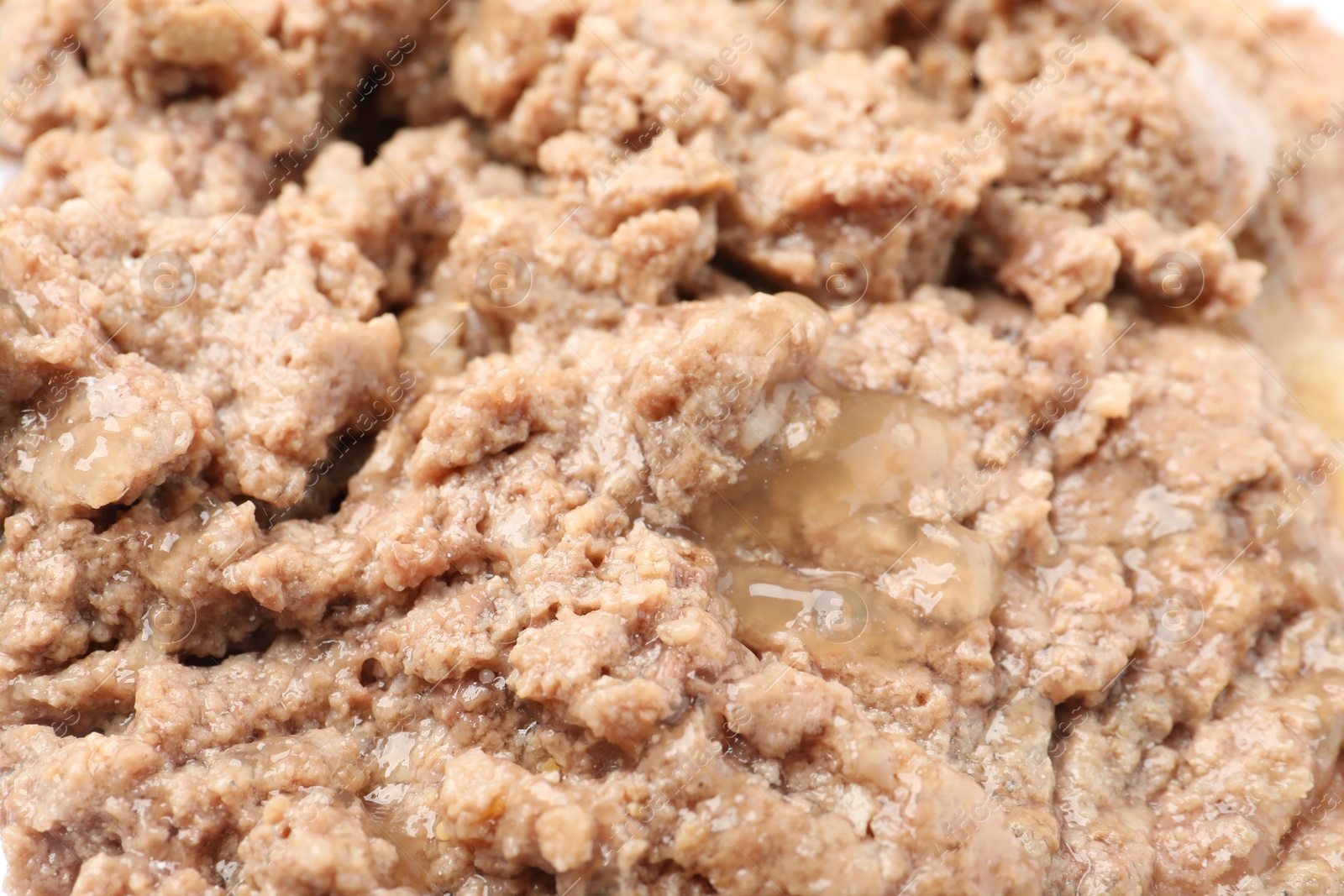 Photo of Wet pet food as background, closeup view