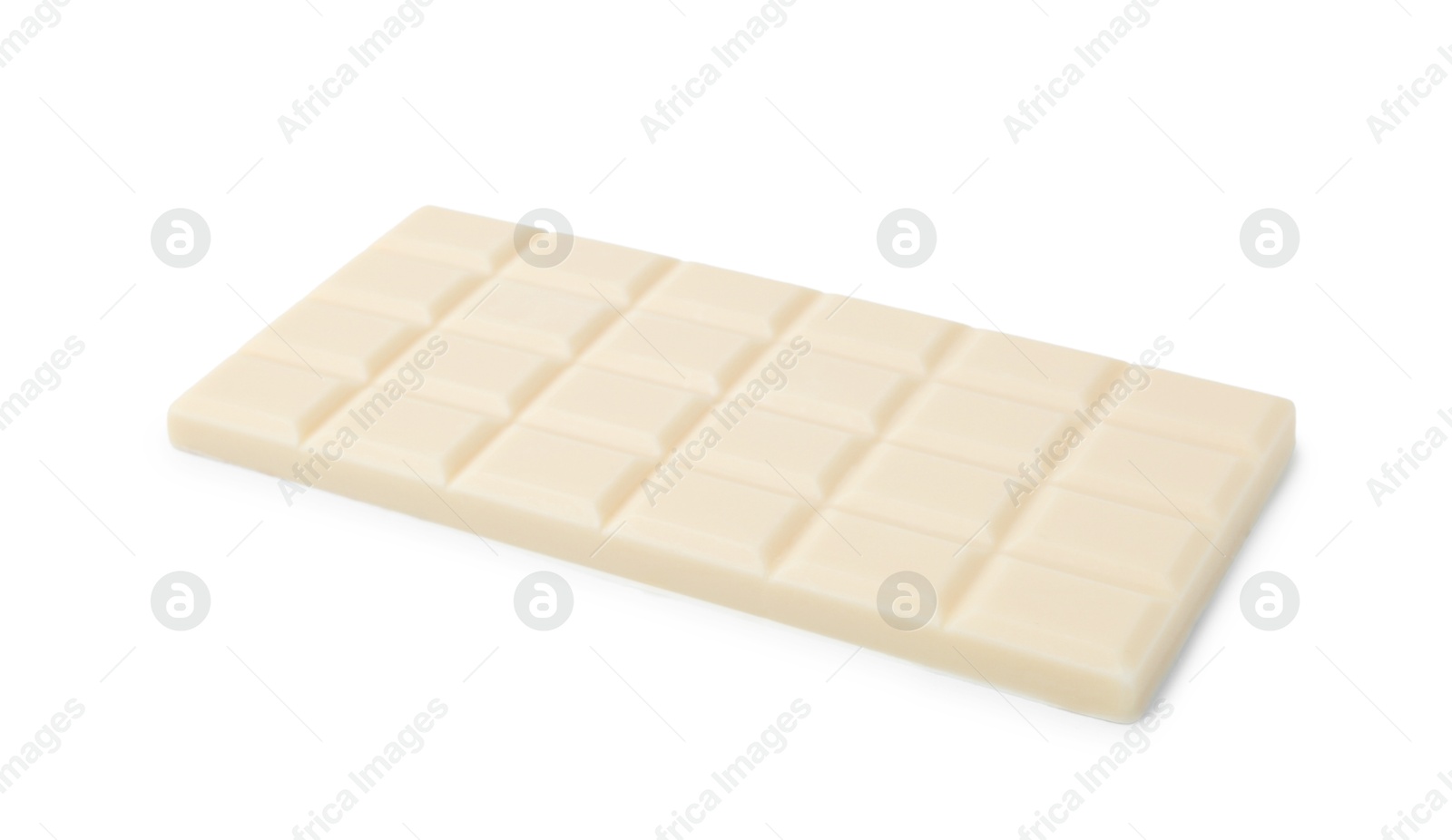 Photo of Delicious white chocolate bar isolated on white