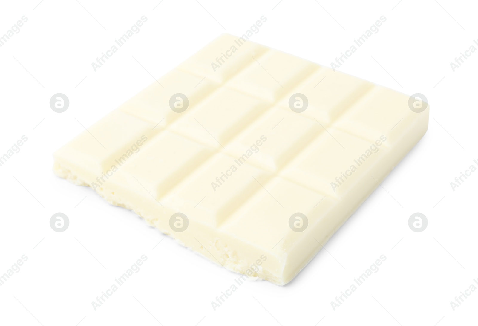 Photo of Piece of white chocolate bar isolated on white