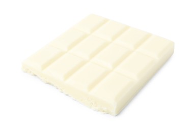 Piece of white chocolate bar isolated on white