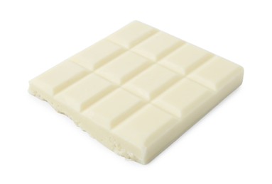 Photo of Piece of white chocolate bar isolated on white