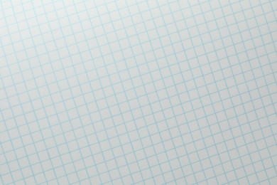 Photo of Checkered copybook sheet as background, top view. School stationery