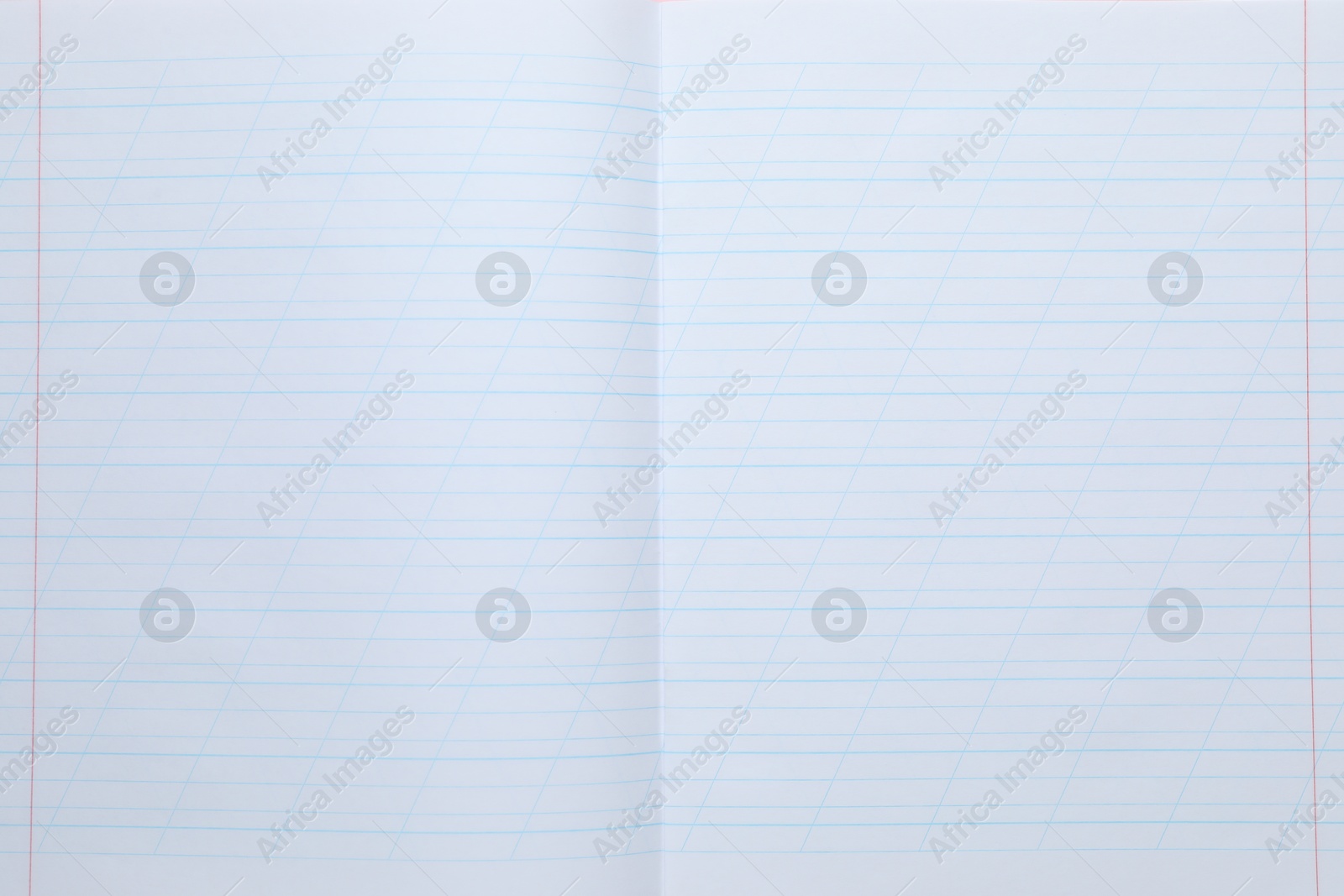 Photo of Open copybook as background, top view. School stationery