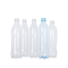 Many empty plastic bottles isolated on white