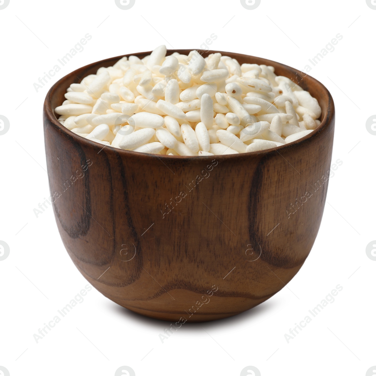 Photo of Puffed rice in bowl isolated on white