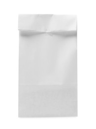 Photo of One closed paper bag isolated on white