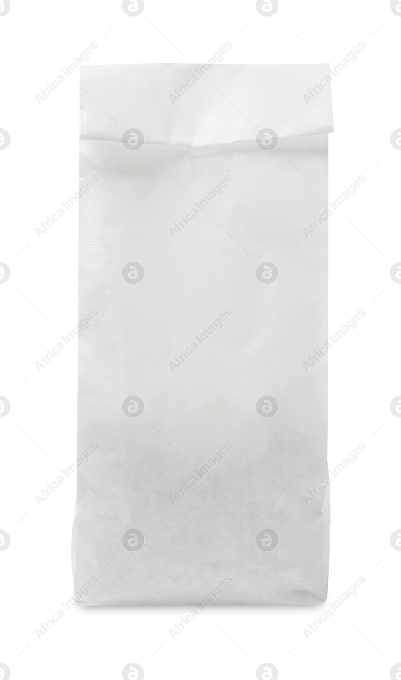 Photo of One closed paper bag isolated on white