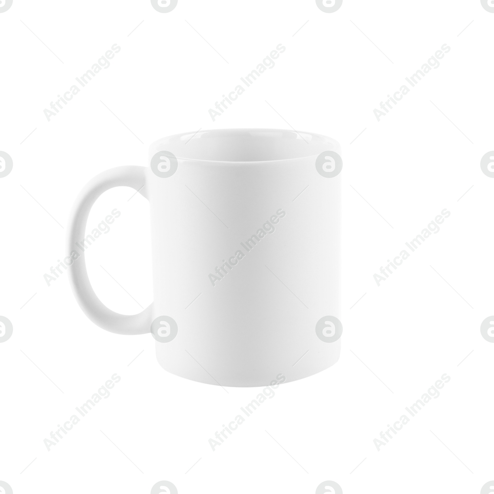 Photo of One blank ceramic mug isolated on white. Mockup for design